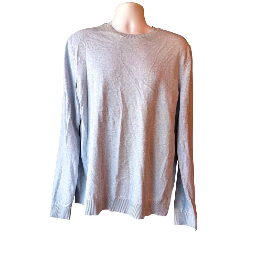 Banana Republic Men's Size XL Tall Blue Cotton Cashmere Crewneck Sweater